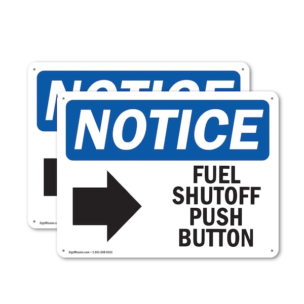 Signmission Fuel Shutoff Push Button (Right Arrow), 10 in W x Rectangle, Plastic OS-2PACK-NS-P-710-L-12942 - main